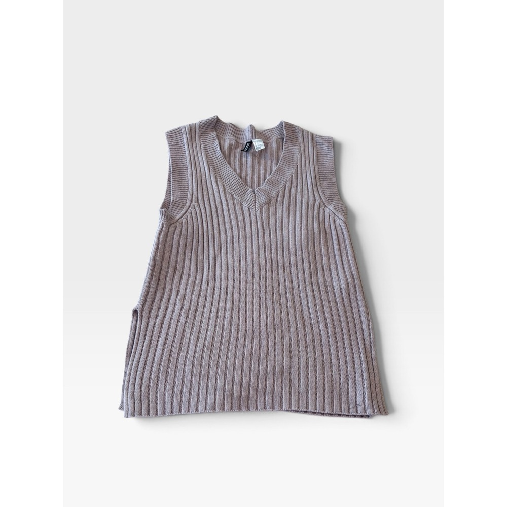 HM Divided Women Lavender Purple Ribbed V-Neck Sweater Vest Sleeveless XS